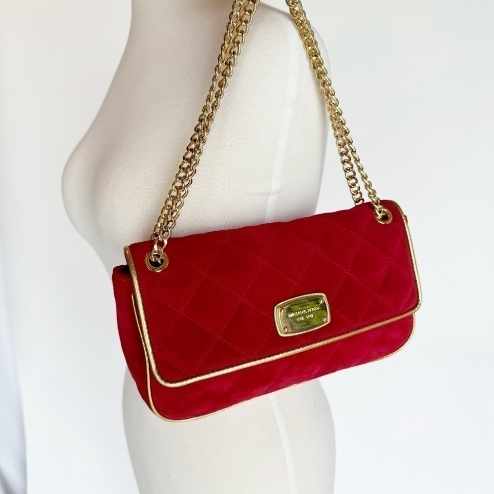 Red faux suede Micheal Kors Clutch/Crossbody bag - Picture 5 of 13